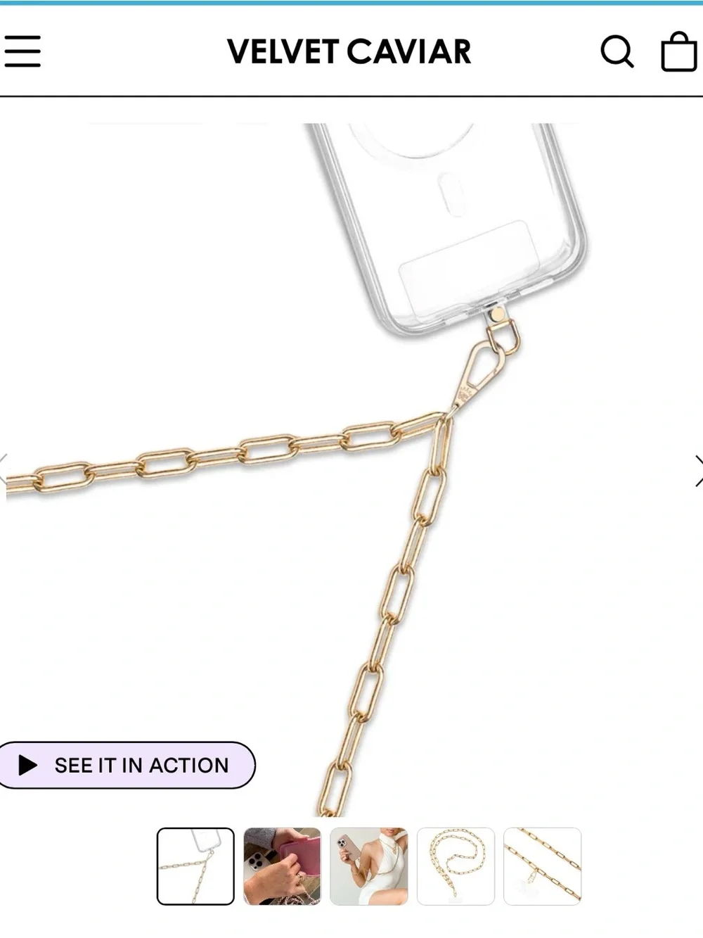 Velvet Caviar Gold Phone Chain Strap - no case insert*